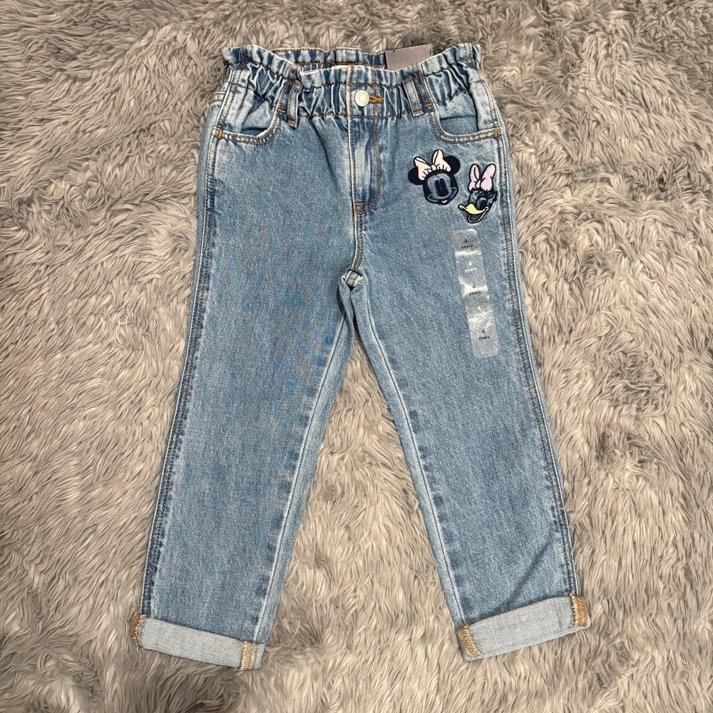 Baby GAP Denim Just Like Mom Jeans Disney Embroidered Minnie Daisy Size 4 NEW‎
